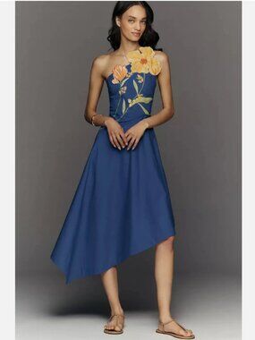 Yukiko Noritake x Anthropologie Asymmetric Floral Midi Dress